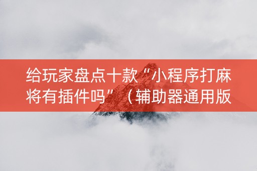 给玩家盘点十款“小程序打麻将有插件吗”（辅助器通用版)