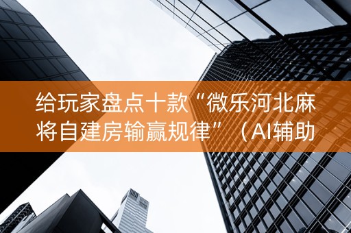 给玩家盘点十款“微乐河北麻将自建房输赢规律”（AI辅助胡牌规则)