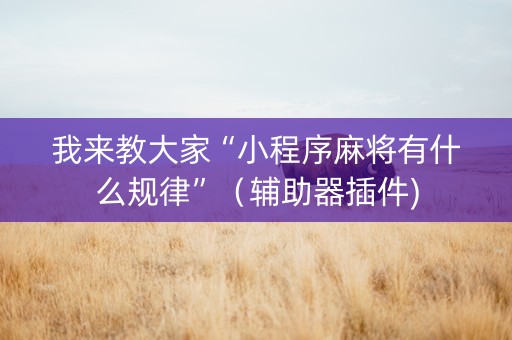 我来教大家“小程序麻将有什么规律”（辅助器插件)