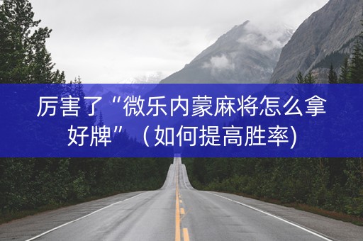 厉害了“微乐内蒙麻将怎么拿好牌”（如何提高胜率)