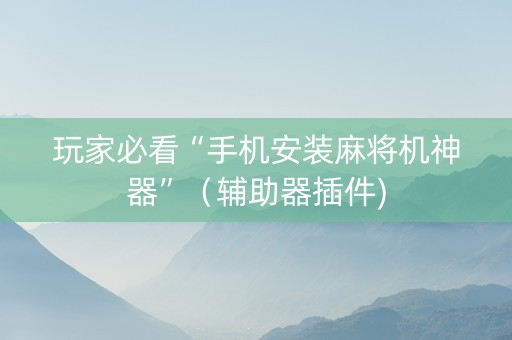 玩家必看“手机安装麻将机神器”（辅助器插件)