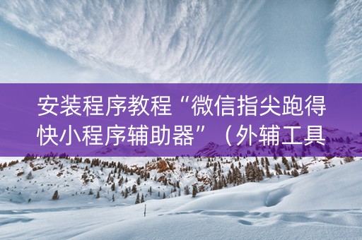 安装程序教程“微信指尖跑得快小程序辅助器”（外辅工具)