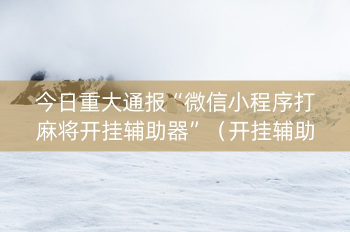 今日重大通报“微信小程序打麻将开挂辅助器”（开挂辅助脚本)
