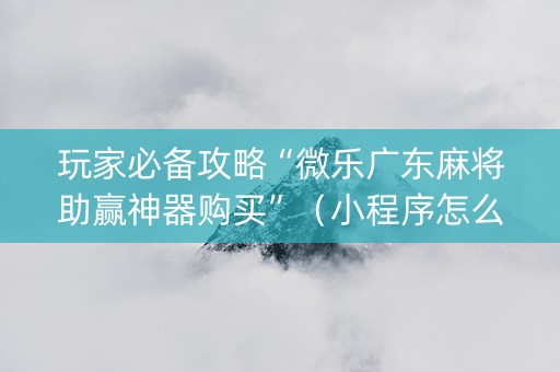 玩家必备攻略“微乐广东麻将助赢神器购买”（小程序怎么才会赢)