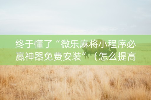终于懂了“微乐麻将小程序必赢神器免费安装”（怎么提高胜率)