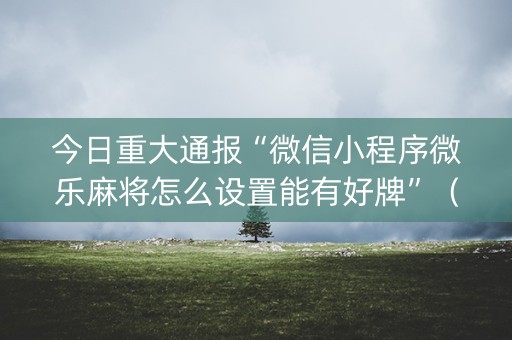 今日重大通报“微信小程序微乐麻将怎么设置能有好牌”（攻略插件)