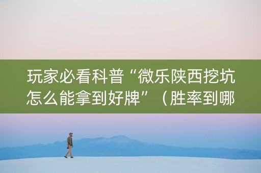 玩家必看科普“微乐陕西挖坑怎么能拿到好牌”（胜率到哪调)