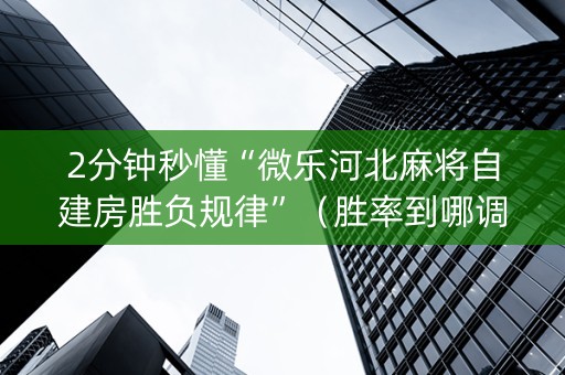 2分钟秒懂“微乐河北麻将自建房胜负规律”（胜率到哪调)