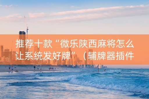 推荐十款“微乐陕西麻将怎么让系统发好牌”（辅牌器插件购买)