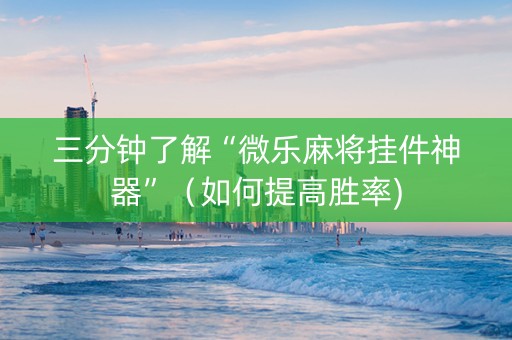 三分钟了解“微乐麻将挂件神器”（如何提高胜率)
