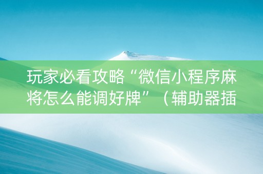 玩家必看攻略“微信小程序麻将怎么能调好牌”（辅助器插件)