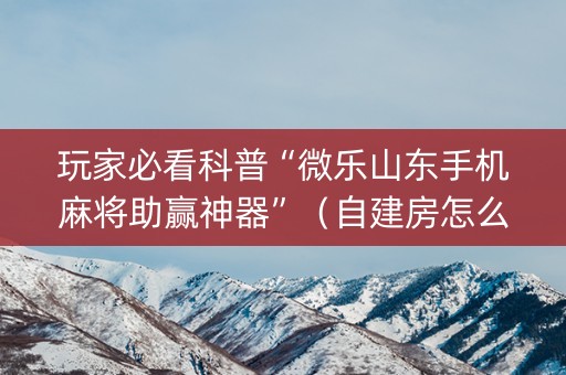 玩家必看科普“微乐山东手机麻将助赢神器”（自建房怎么拿好牌)