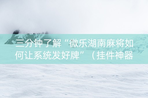 三分钟了解“微乐湖南麻将如何让系统发好牌”（挂件神器)