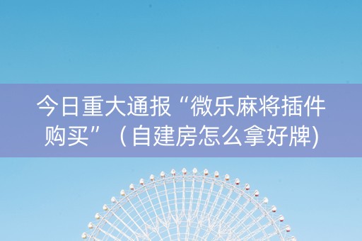 今日重大通报“微乐麻将插件购买”（自建房怎么拿好牌)