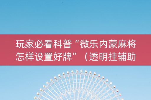 玩家必看科普“微乐内蒙麻将怎样设置好牌”（透明挂辅助器)
