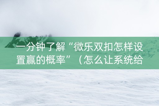 一分钟了解“微乐双扣怎样设置赢的概率”（怎么让系统给你发好牌)