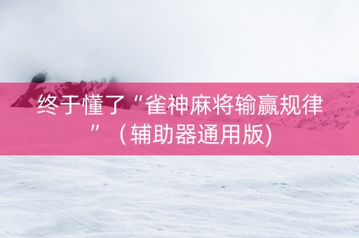 终于懂了“雀神麻将输赢规律”（辅助器通用版)