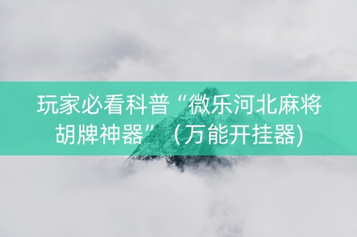 玩家必看科普“微乐河北麻将胡牌神器”（万能开挂器)