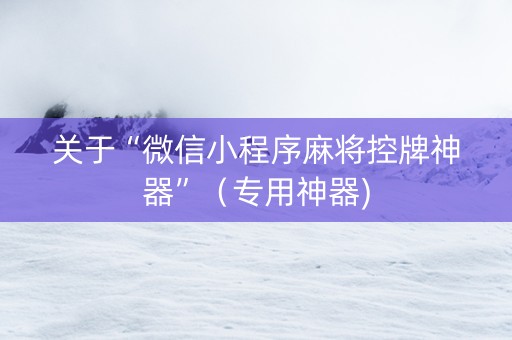 关于“微信小程序麻将控牌神器”（专用神器)