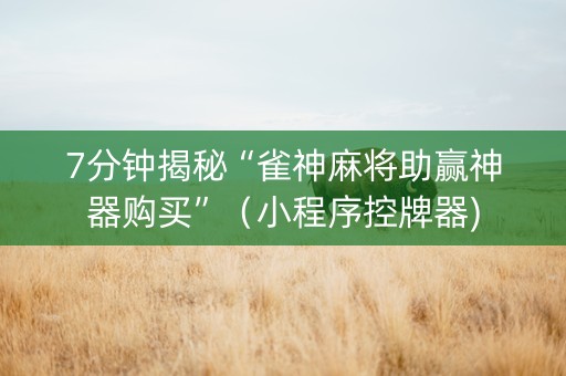 7分钟揭秘“雀神麻将助赢神器购买”（小程序控牌器)