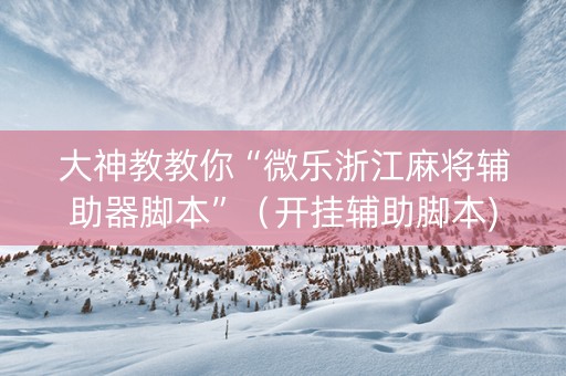 大神教教你“微乐浙江麻将辅助器脚本”（开挂辅助脚本)