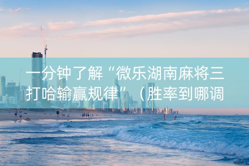 一分钟了解“微乐湖南麻将三打哈输赢规律”（胜率到哪调)