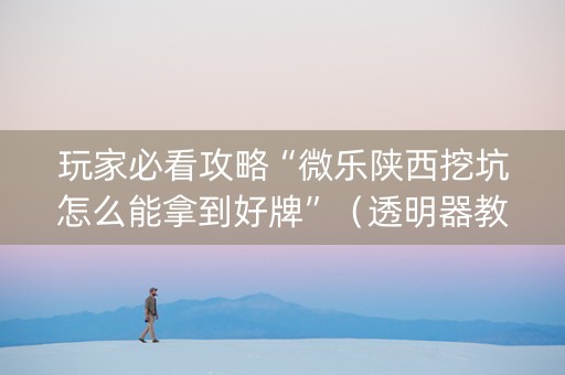 玩家必看攻略“微乐陕西挖坑怎么能拿到好牌”（透明器教程)