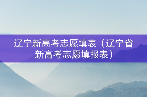 辽宁新高考志愿填表（辽宁省新高考志愿填报表）