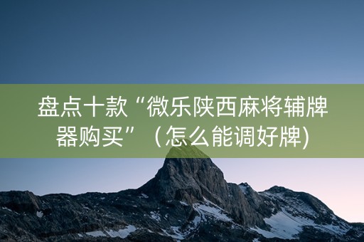 盘点十款“微乐陕西麻将辅牌器购买”（怎么能调好牌)