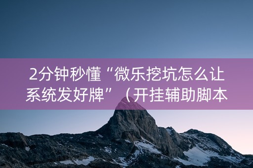 2分钟秒懂“微乐挖坑怎么让系统发好牌”（开挂辅助脚本)