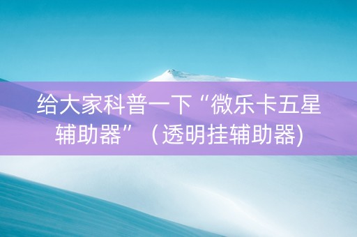 给大家科普一下“微乐卡五星辅助器”（透明挂辅助器)