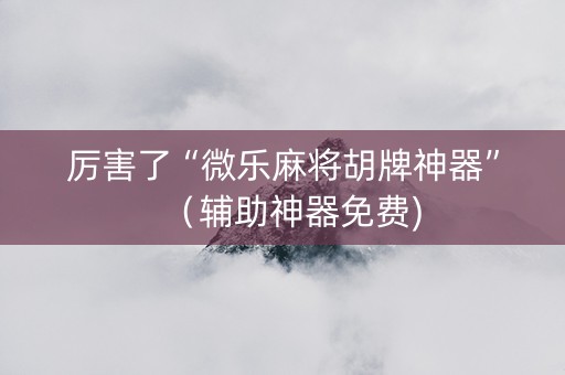 厉害了“微乐麻将胡牌神器”（辅助神器免费)