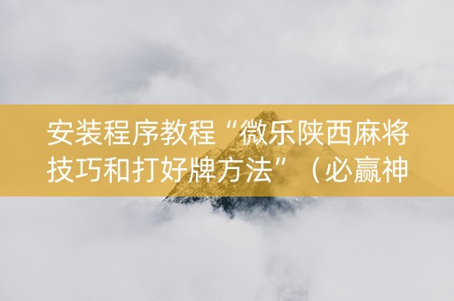 安装程序教程“微乐陕西麻将技巧和打好牌方法”（必赢神器)