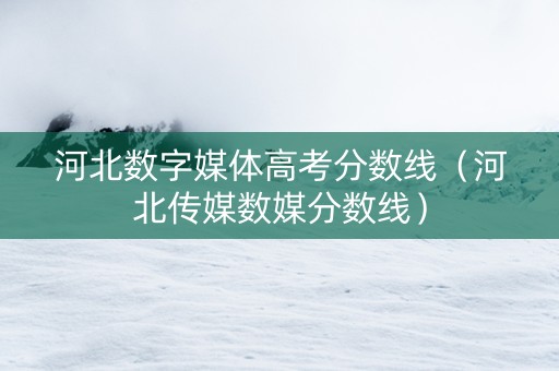 河北数字媒体高考分数线（河北传媒数媒分数线）