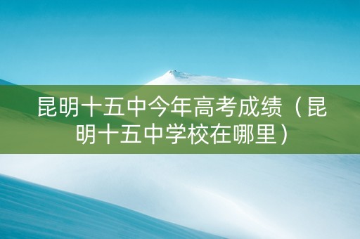昆明十五中今年高考成绩（昆明十五中学校在哪里）