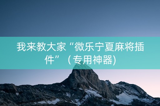 我来教大家“微乐宁夏麻将插件”（专用神器)