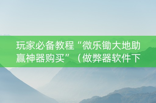 玩家必备教程“微乐锄大地助赢神器购买”（做弊器软件下载)