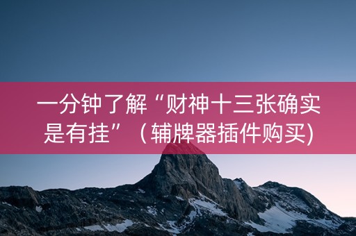 一分钟了解“财神十三张确实是有挂”（辅牌器插件购买)