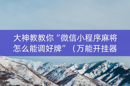 大神教教你“微信小程序麻将怎么能调好牌”（万能开挂器)