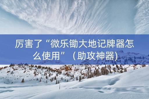 厉害了“微乐锄大地记牌器怎么使用”（助攻神器)