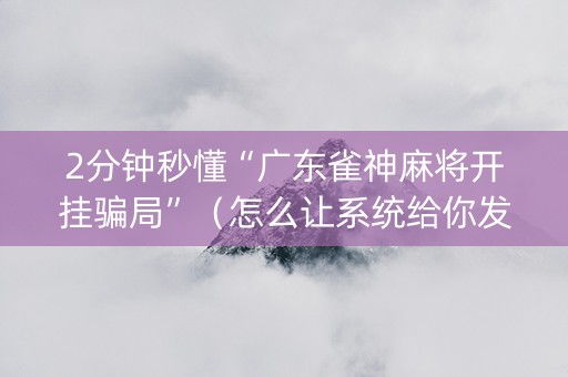 2分钟秒懂“广东雀神麻将开挂骗局”（怎么让系统给你发好牌)