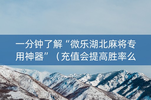 一分钟了解“微乐湖北麻将专用神器”（充值会提高胜率么)