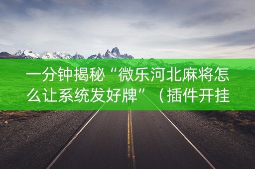 一分钟揭秘“微乐河北麻将怎么让系统发好牌”（插件开挂免费AI)