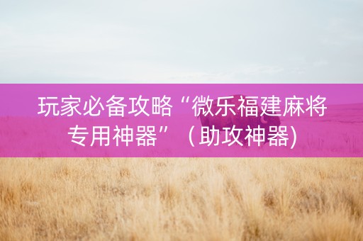 玩家必备攻略“微乐福建麻将专用神器”（助攻神器)