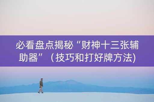 必看盘点揭秘“财神十三张辅助器”（技巧和打好牌方法)