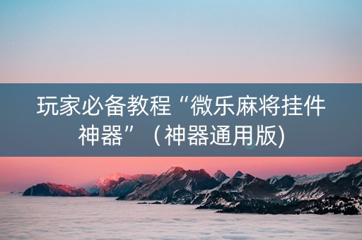 玩家必备教程“微乐麻将挂件神器”（神器通用版)