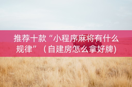 推荐十款“小程序麻将有什么规律”（自建房怎么拿好牌)