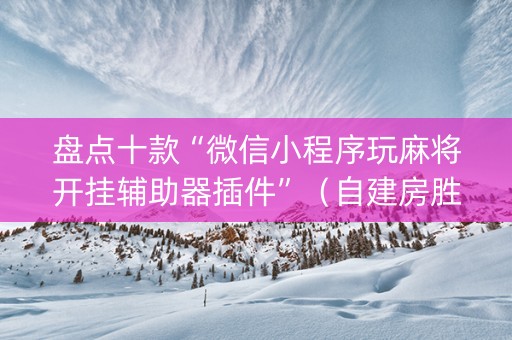 盘点十款“微信小程序玩麻将开挂辅助器插件”（自建房胜负规律)