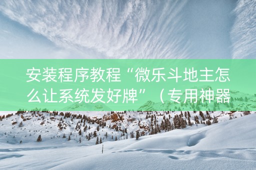 安装程序教程“微乐斗地主怎么让系统发好牌”（专用神器)
