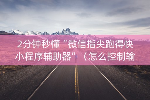 2分钟秒懂“微信指尖跑得快小程序辅助器”（怎么控制输赢)